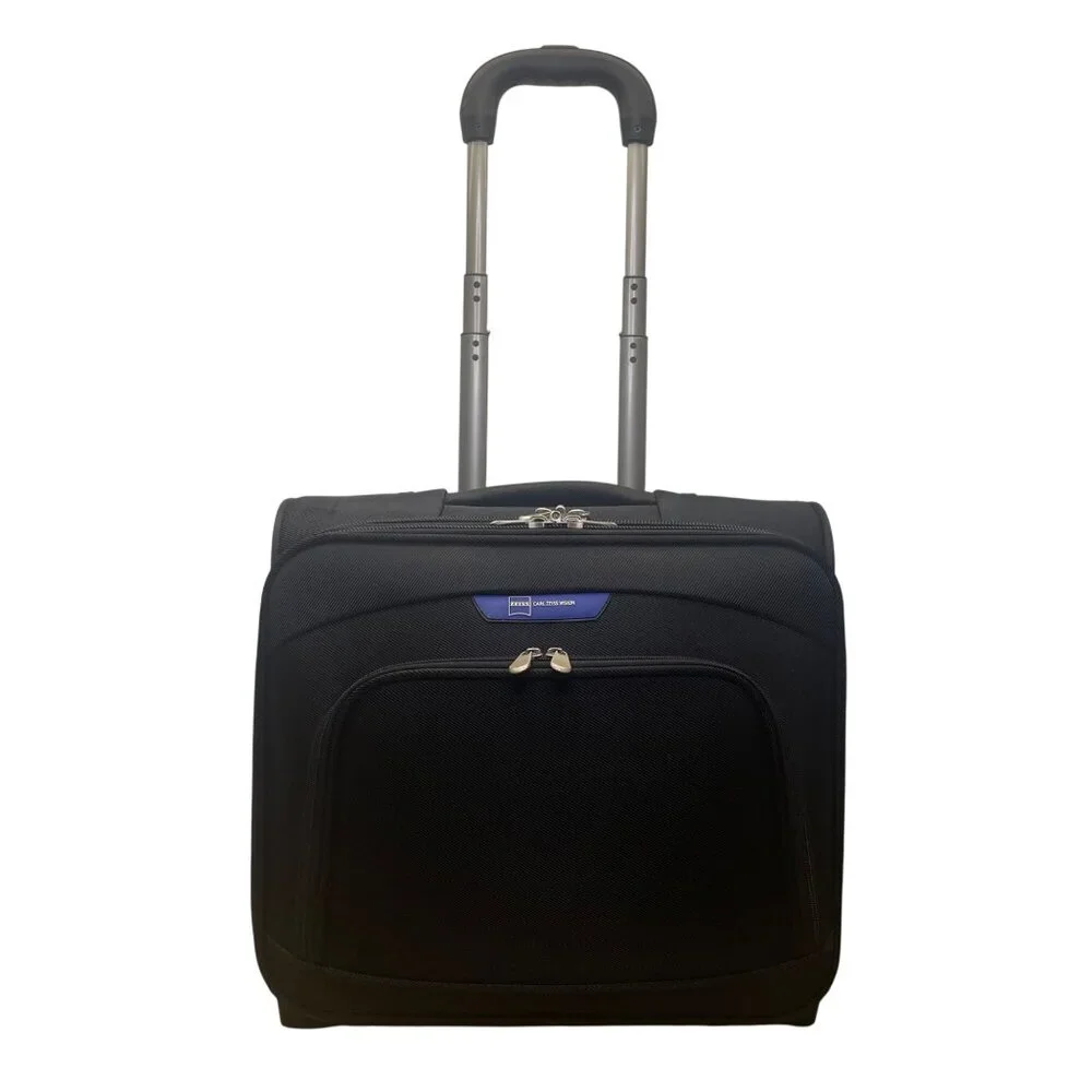 Zeiss Black Fabric With Telescoping Handle Rolling Travel Carry-On Luggage